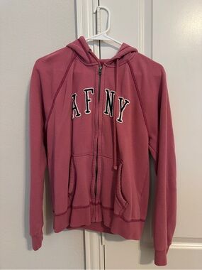 Abercrombie & Fitch women AF NY Full Zip Hoodie Pink Fleece Sweatshirt size M
